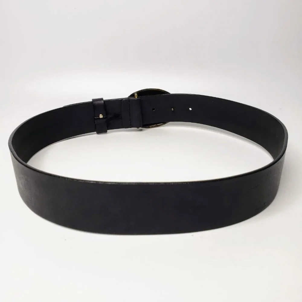 Jewel Encrusted Floral Embossed Bronze Tone Chunky Buckle Belt 32